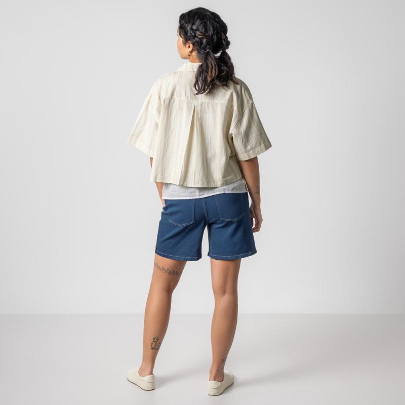Living Crafts FEVEN Verkürzte Hemdbluse Farbe: sand/natural striped Größe: 42