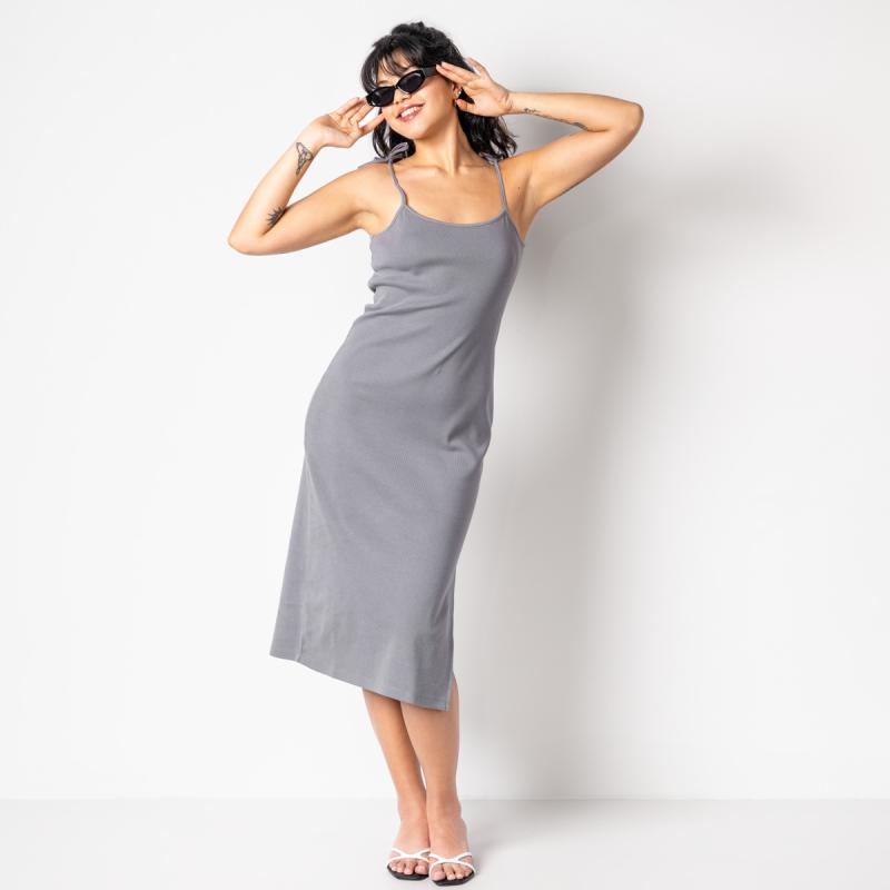 Living Crafts FRAYA Midikleid Farbe: stone grey Größe: S